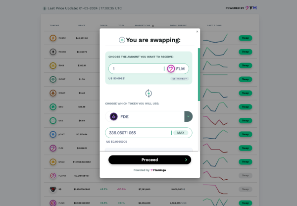 Flamingo Swap integration and voting management added to nDapp.org
